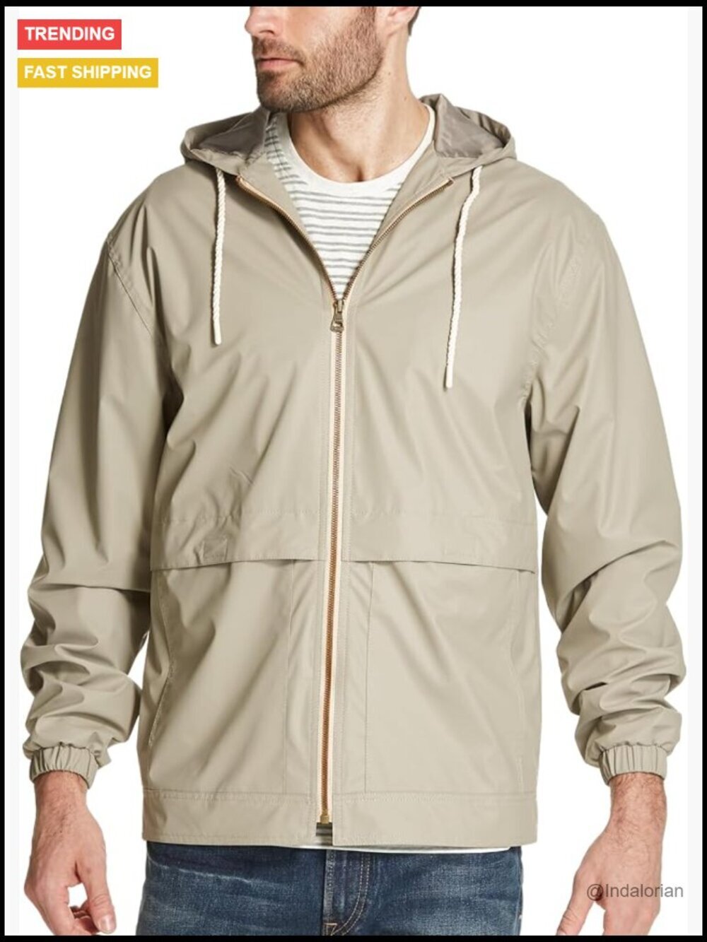 Lightweight Waterproof Polyester Rain Jacket Hooded Windbreaker